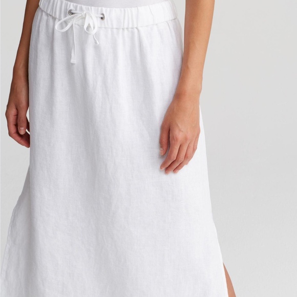 EILEEN FISHER White Organic Linen Drawstring Skirt Size S - Picture 1 of 13